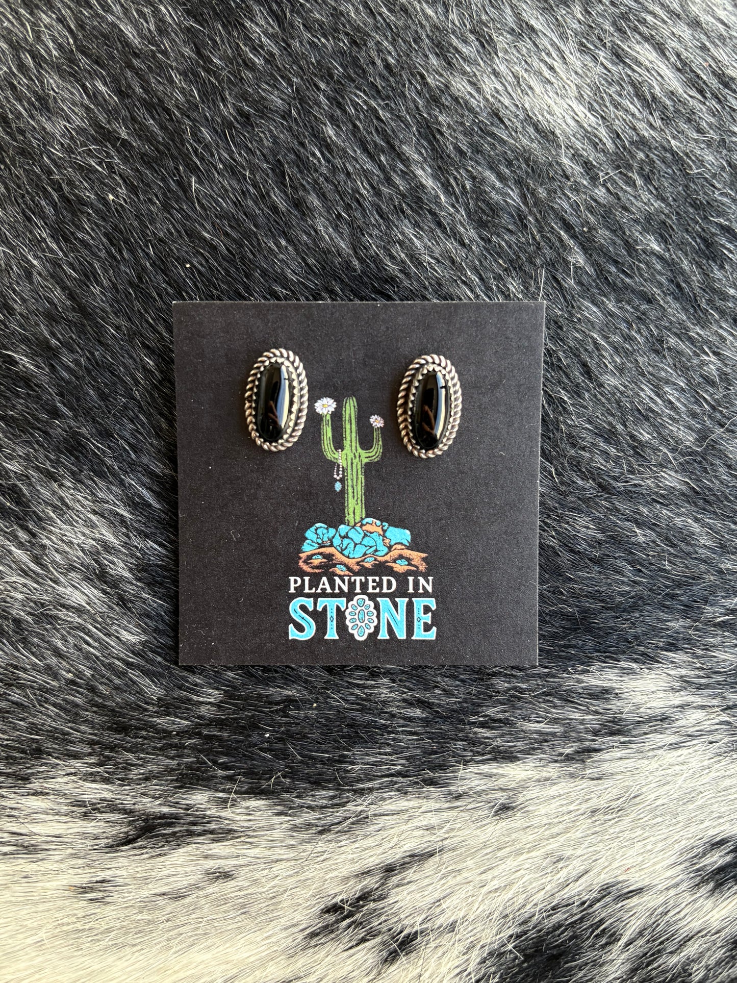 Black Onyx Oval Studs