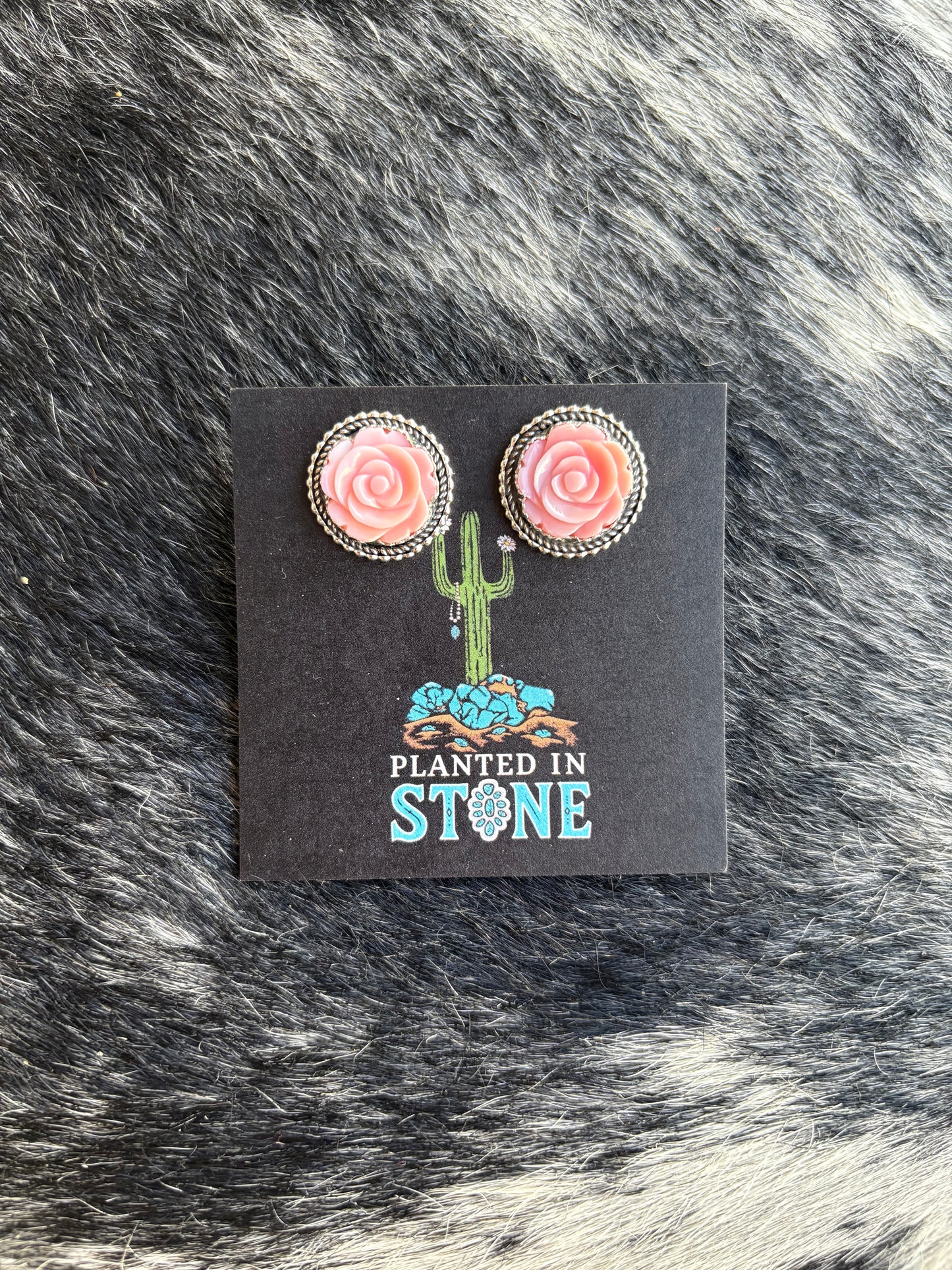 Pink Conch Rose Studs