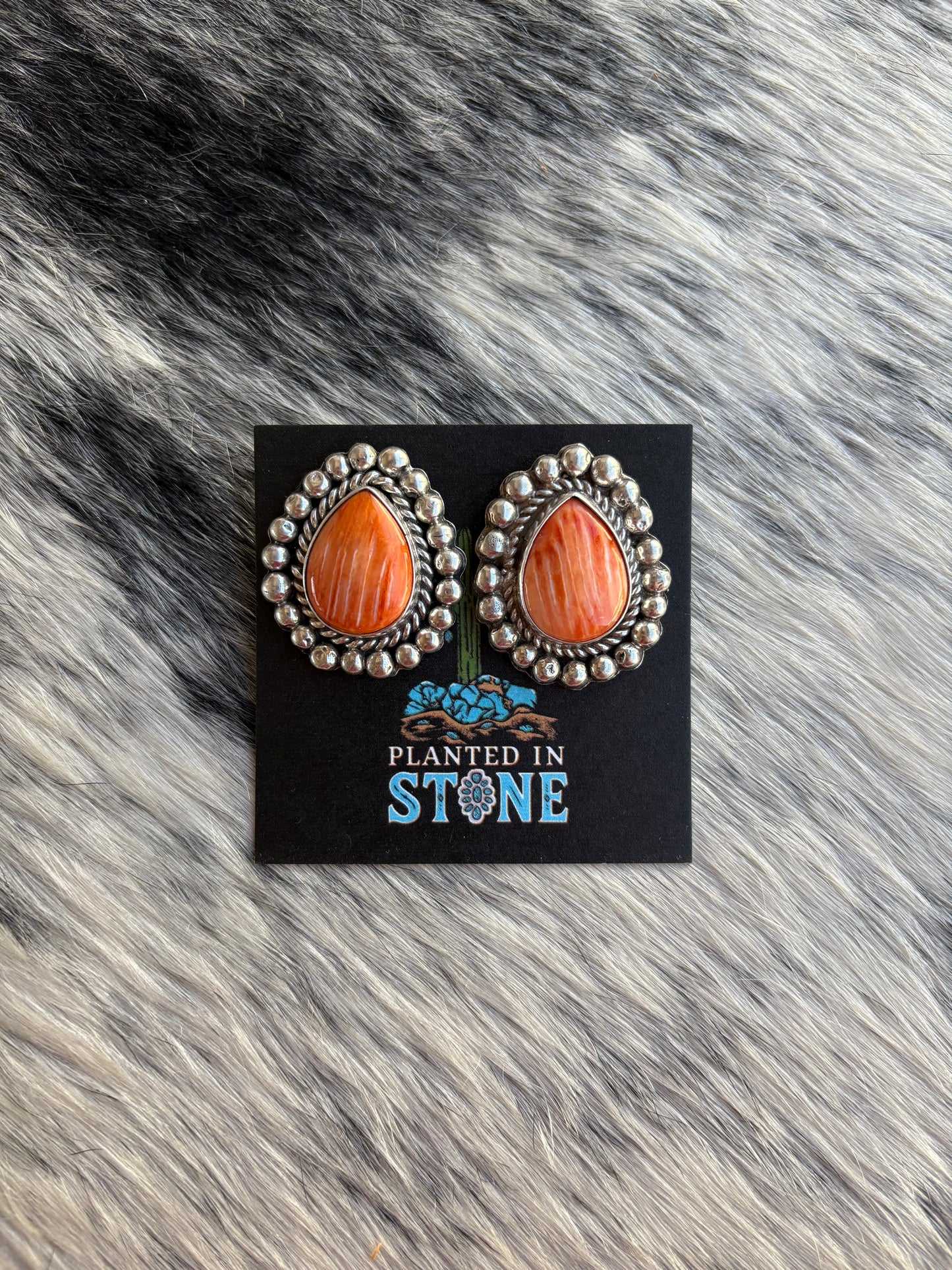 So Classy Orange Spiny Teardrop Studs