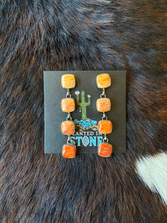 4 Stone Orange Spiny Dangles