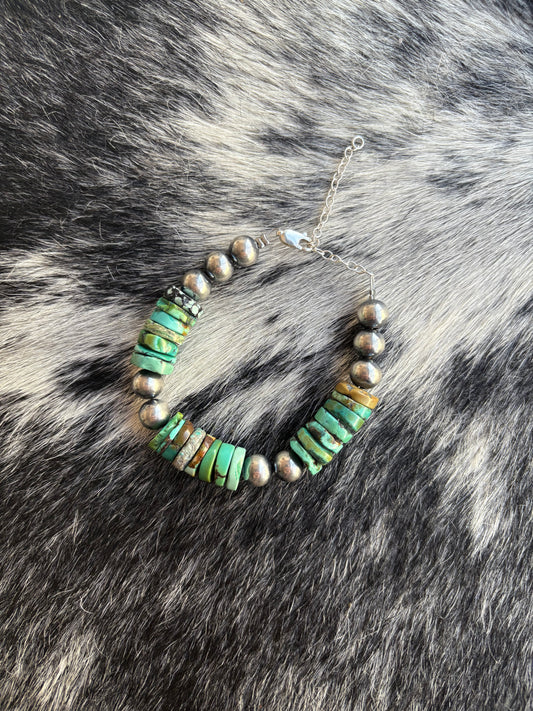 Mixed Turquoise and Pearl Bracelet