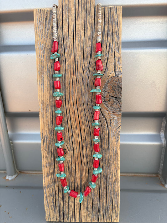 Mediterranean Coral and Turquoise Necklace