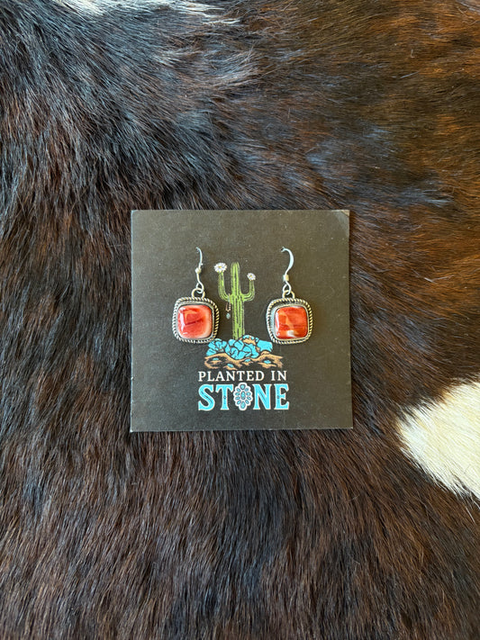 Darling Red Spiny Square Dangles