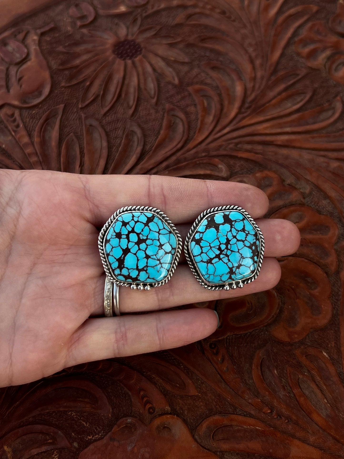 STUNNING Statement Spiderweb Kingman Earrings