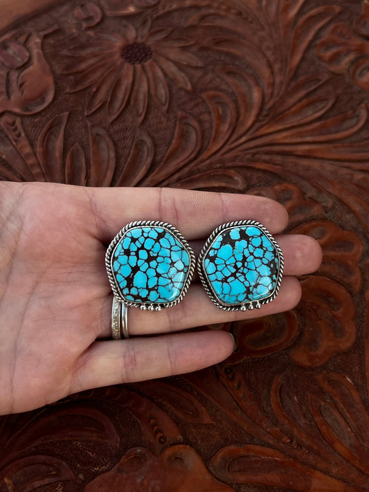 STUNNING Statement Spiderweb Kingman Earrings
