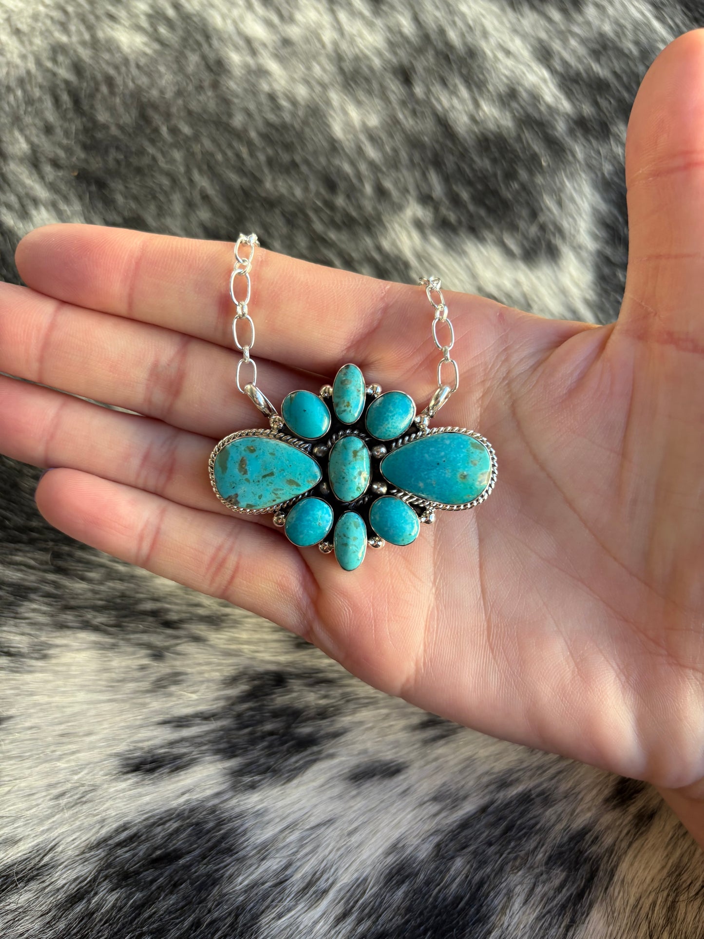 Gorgeous Kingman Cluster Necklace