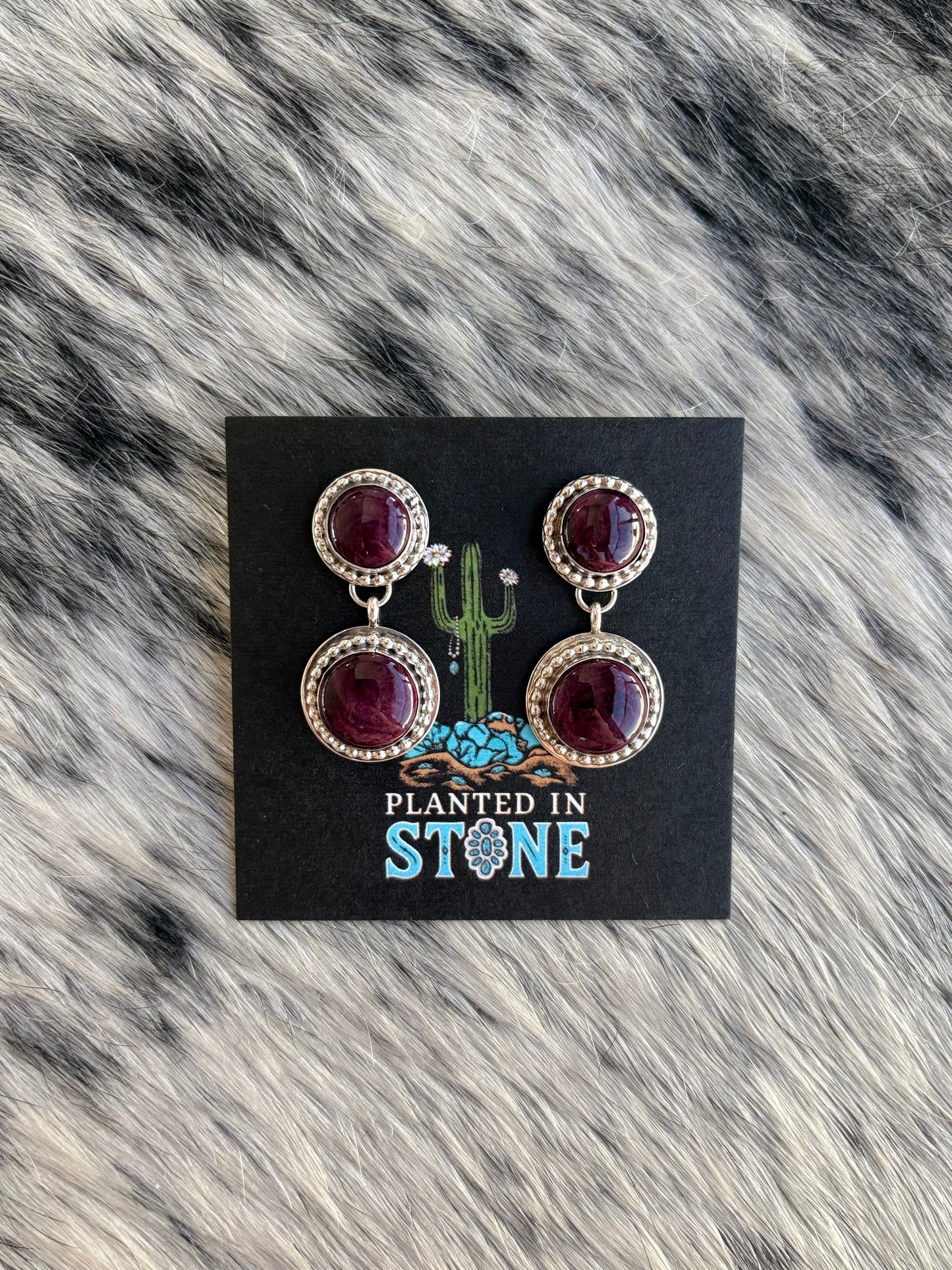 Purple Spiny 2 Stone Dangles