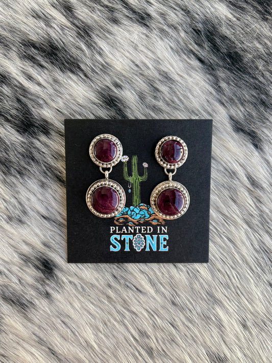 Purple Spiny 2 Stone Dangles