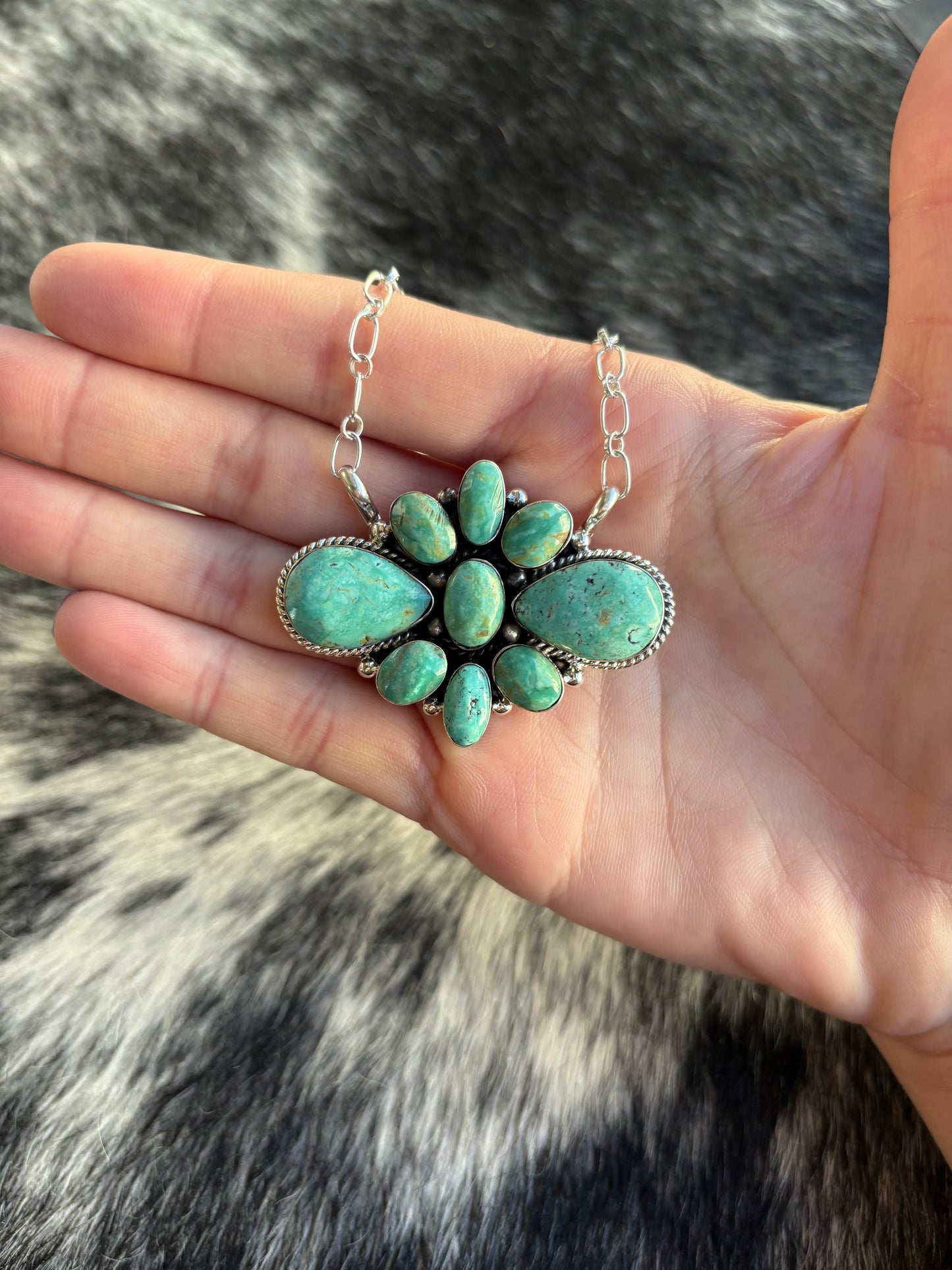 Gorgeous Kingman Cluster Necklace
