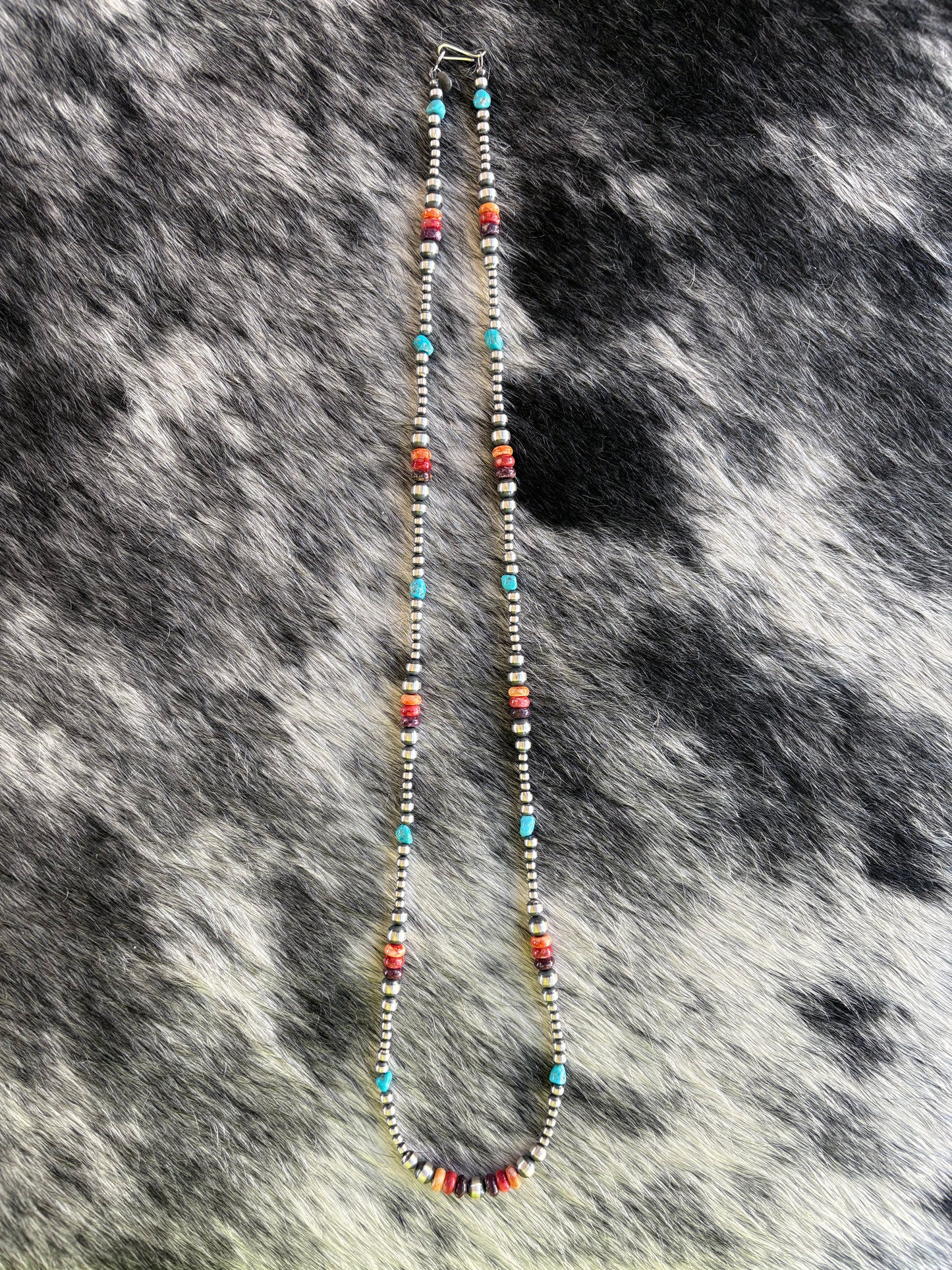 Graduated 3-6mm 28in Spiny and Turquoise Navajo Style Pearls