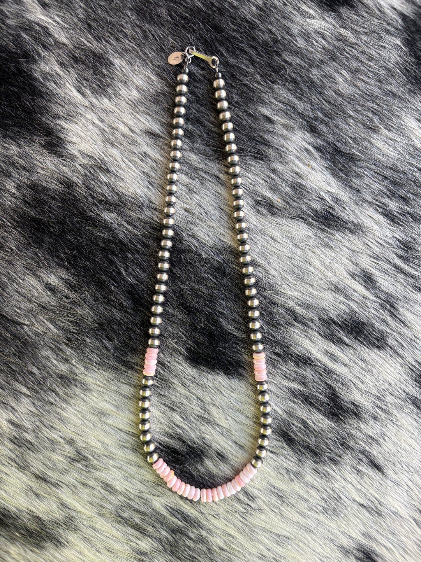 4mm 16in Navajo Style Pearls and Pink Conch