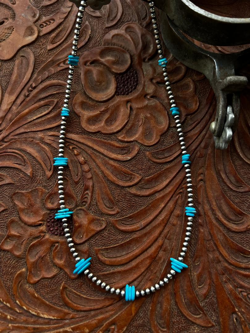 Navajo Pearl and Turquoise Chip Necklace
