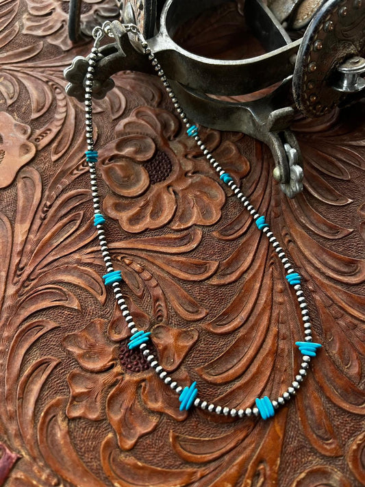 Navajo Pearl and Turquoise Chip Necklace