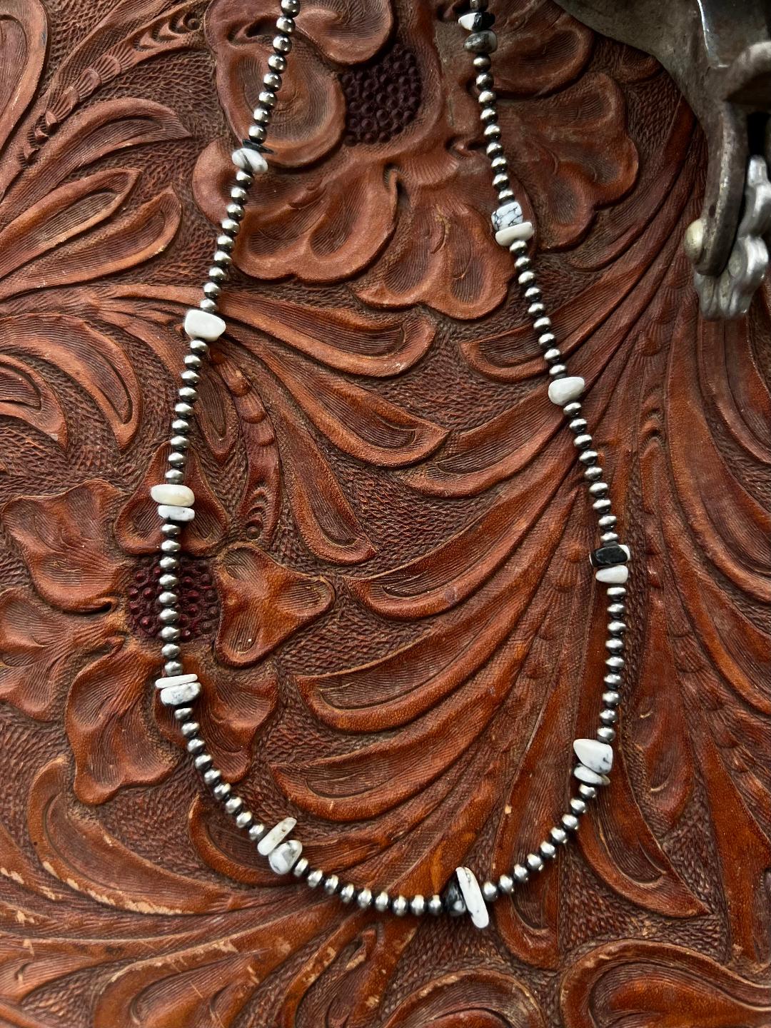 Navajo Pearl and White Buffalo Necklace