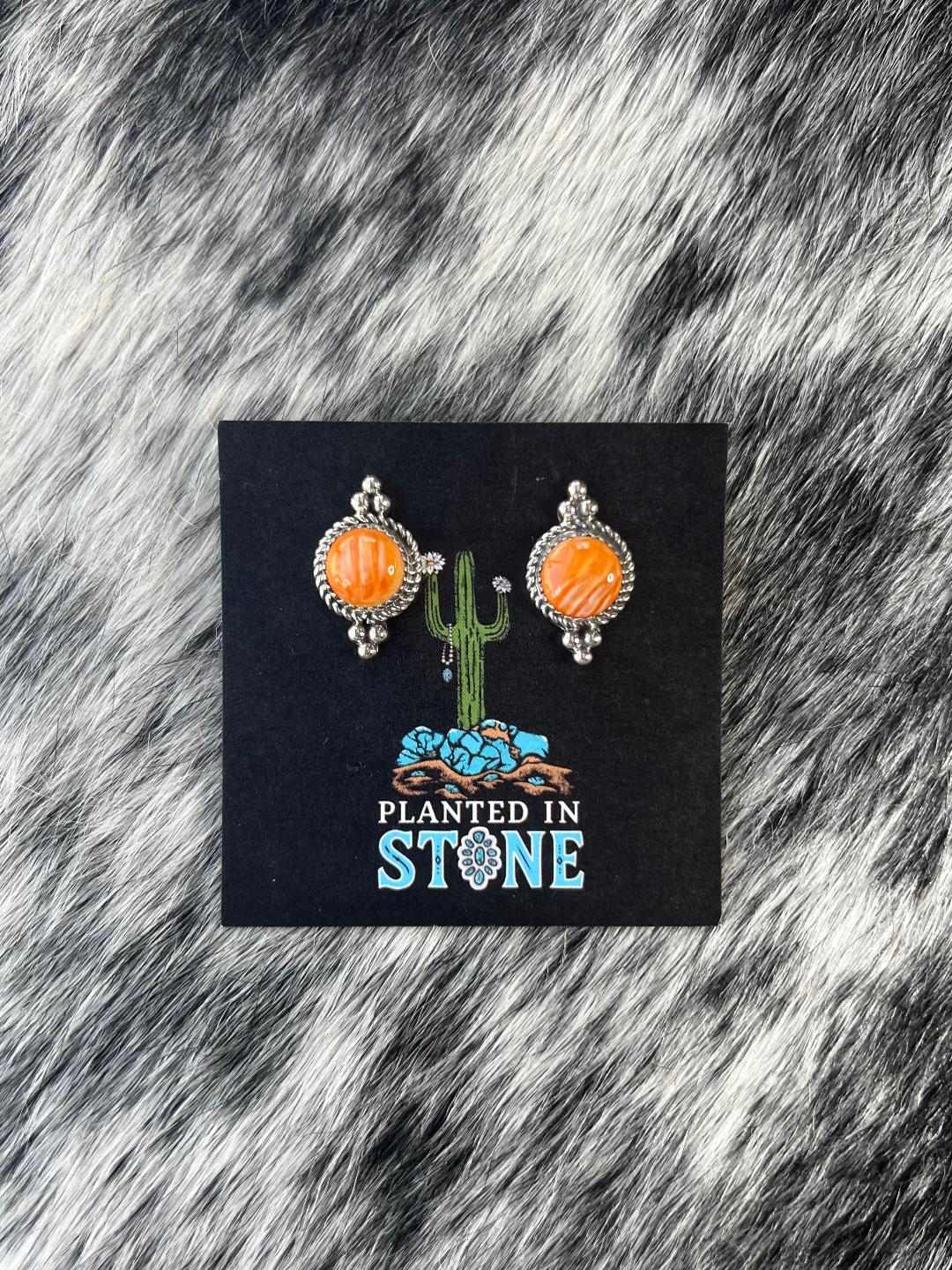 Simple Orange Spiny Studs
