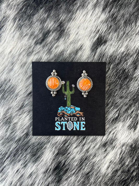 Simple Orange Spiny Studs